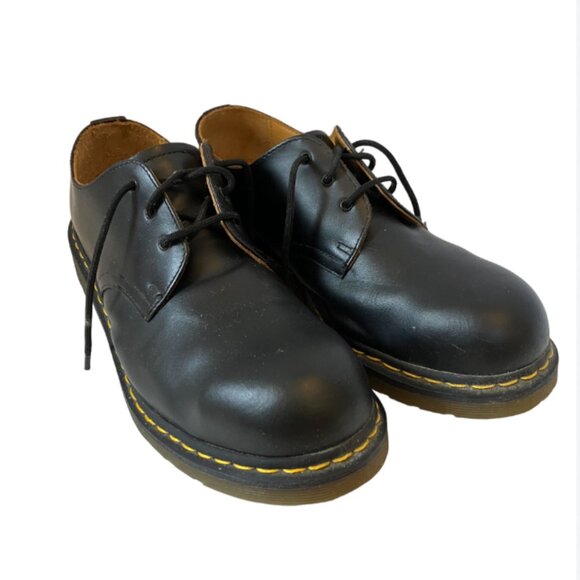 Men's black steel-toed Doc Martens Bex lace-up oxford shoes EUC size 10 - Picture 1 of 5